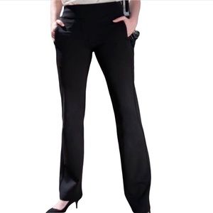Betabrand Travel Yoga Dress Pants in Black Small Long